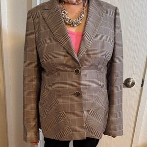 Escada Brown Checkered Blazer